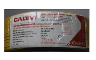 Dây điện đôi cadivi 2x0.5 vcmd 2x16 cuộn 100m
