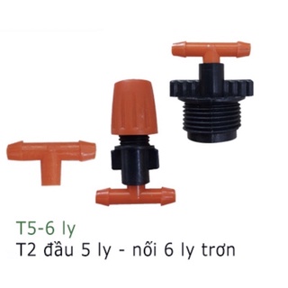 Bộ 5 cái T 2 đầu 5 ly nối 6 ly dùng nối Béc phun sương, phun mưa