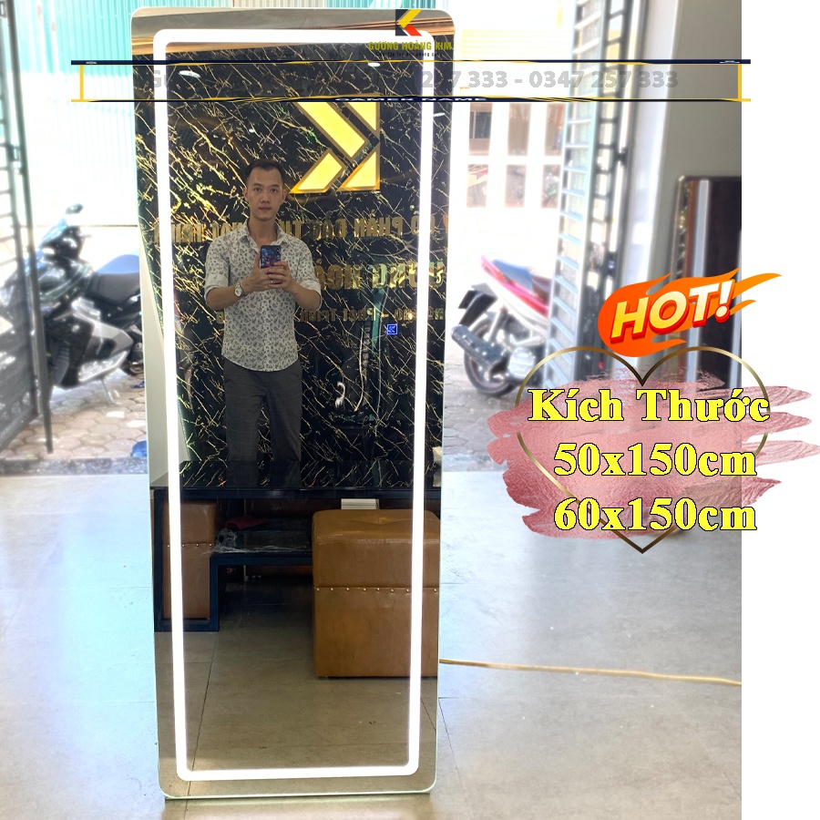 Gương soi toàn thân có đèn led treo tường, gương trang điểm makeup decor kích thước 50x160,60x170cm MIRRORTOCTOC HK-1003
