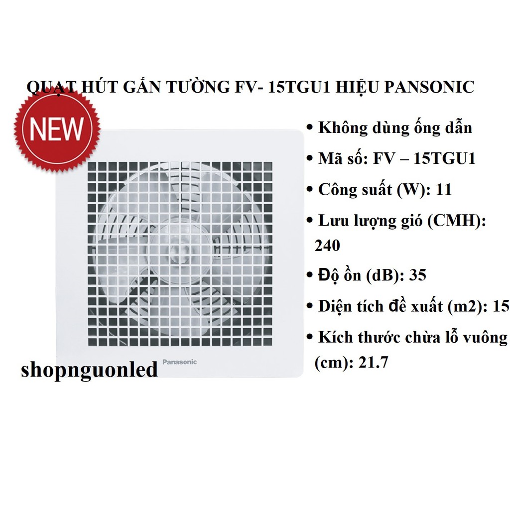 Quạt hút âm trần (không có ống dẫn) Panasonic FV-15TGU1/ FV-20CUT1/ FV-25TGU5, với thiết kế nhỏ gọn, sang trọng.