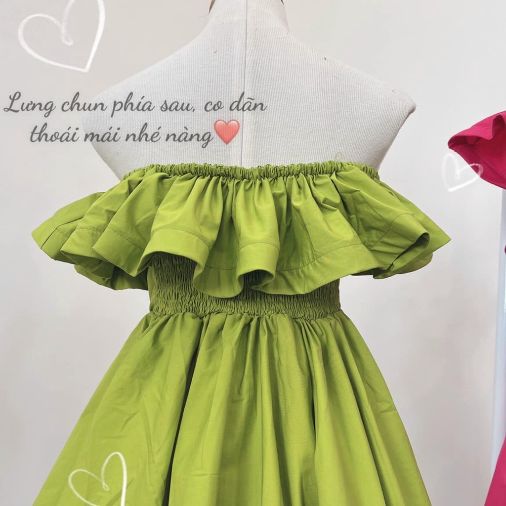 Đầm xoè bẹt vai bèo 4 màu hạ trễ hở sexy lưng ulzzang