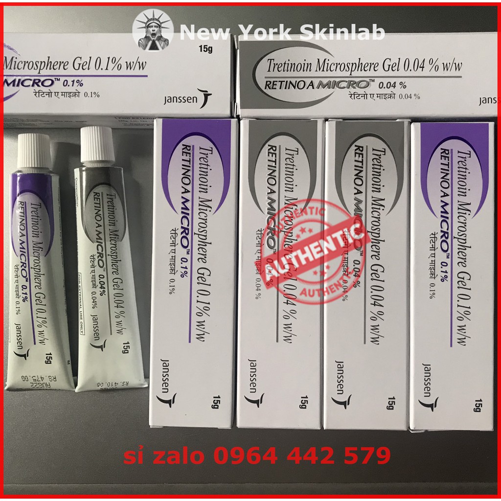 Tretinoin Microsphere gel 0.1% - 0.04% (15g) - kem dưỡng giảm mụn, chống lão hóa, trẻ hóa da (Ấn Độ)