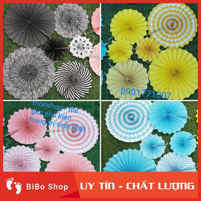 Set 6 cái quạt giấy ảnh thật shop tự chụp