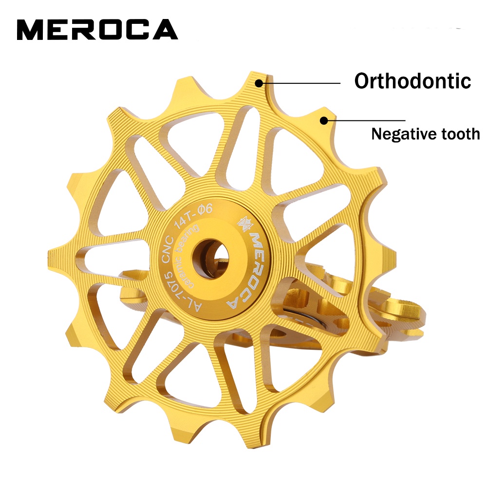 MEROCA Bánh Xe Đua Xe Đạp 12T 14T Ròng Rọc Hợp Kim Nhôm Vòng Bi Gốm Kín Bánh Xe Dẫn Hướng Cùi Đề Sau Xe Đạp Leo Núi Thích Hợp Cho Tốc Độ 8/9/10/11