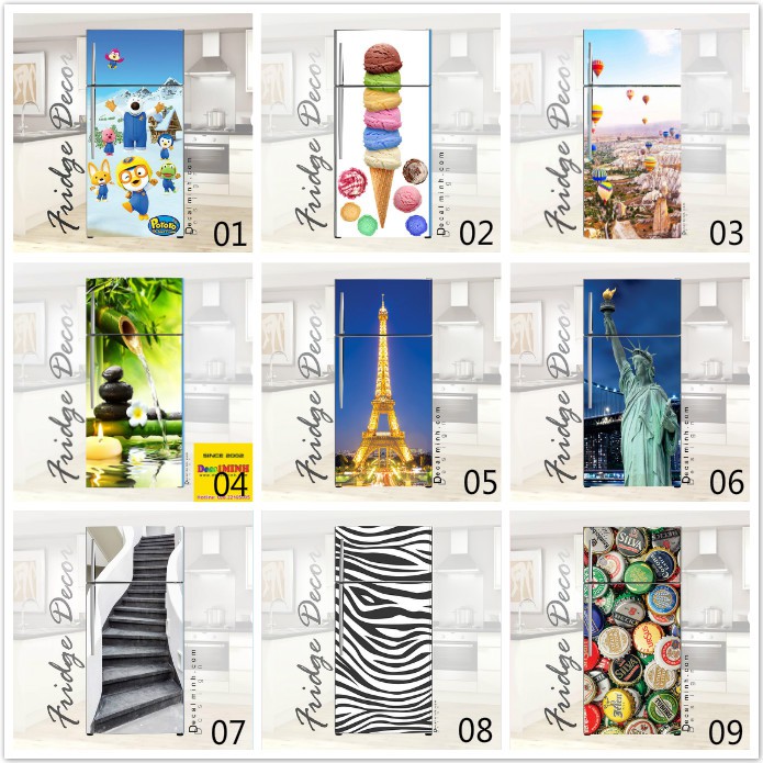 Decal 3D dán Cửa Tủ Lạnh chống thấm cao cấp