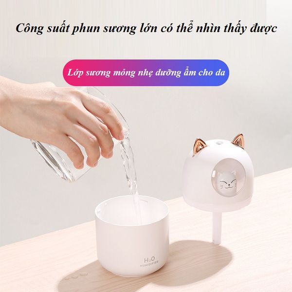 Máy phun sương mini hình thú cưng có đèn ngủ phù hợp dùng cho gia đình dung tích 300ml - Itech care shop