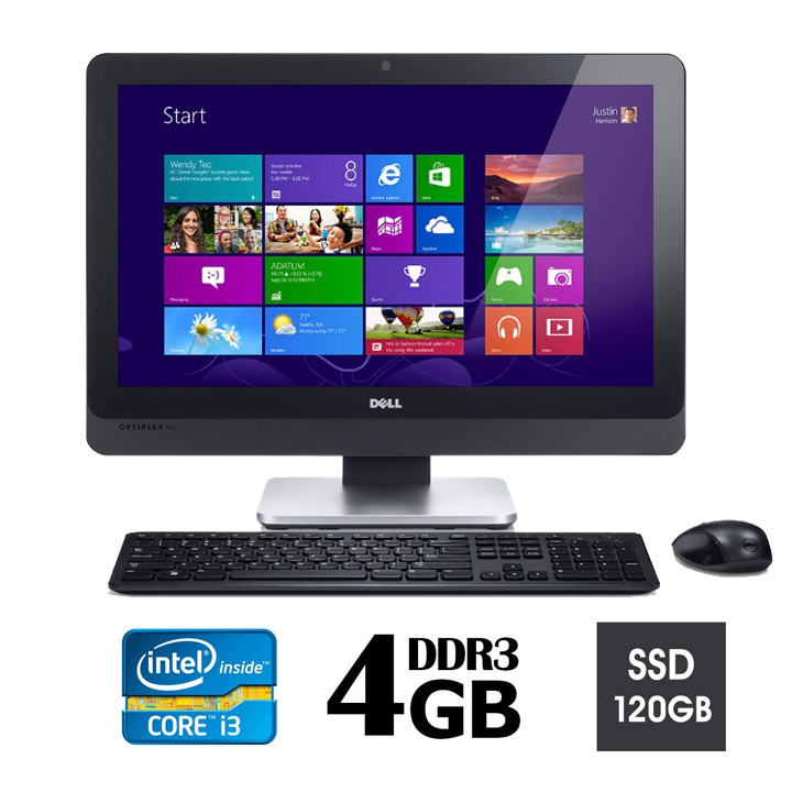 Máy tính All-in-One Dell Optiplex 9010 intel i3-3220, Ram 4GB, SSD 120GB, Màn 23&quot;  Full HD kèm phím chuột không dây