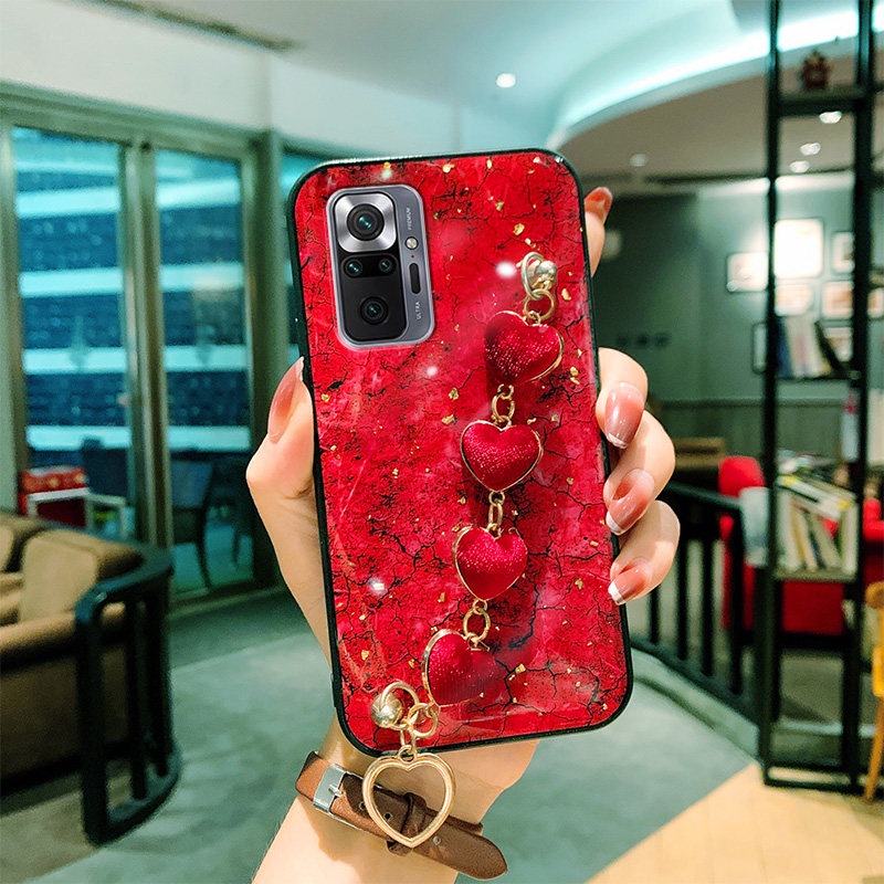 Ốp Điện Thoại Có Dây Đeo Tay Hình Trái Tim Cho Xiaomi Redmi Note 11 11S 10 10S Redmi10 10C 10A Poco X4 Pro 5G M4Pro 4G