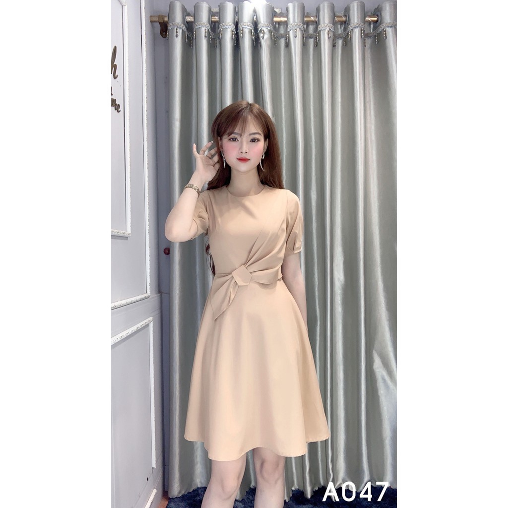 Đầm Công Sở Dáng Suông Có Vạt -  Elise House   A047 Màu Be