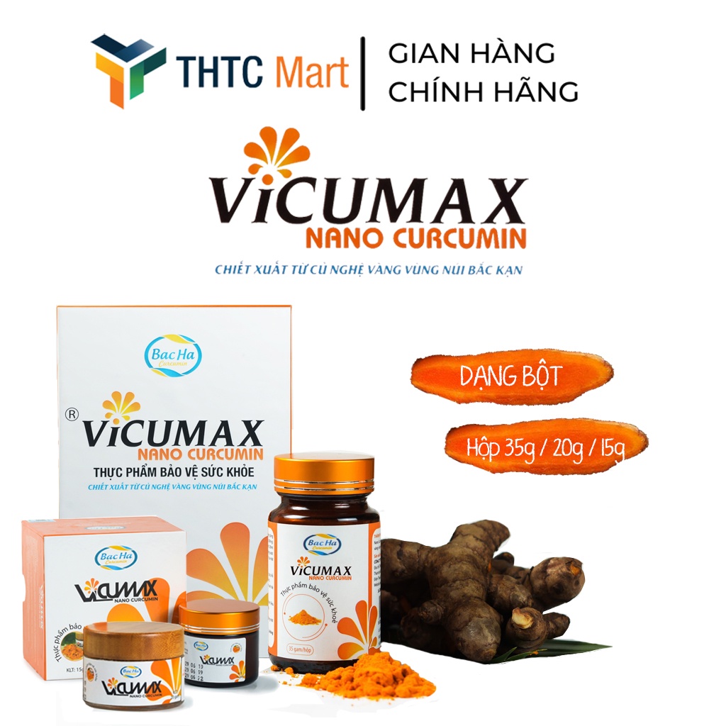 Vicumax Nano Curcumin dạng bột - Nano nghệ Bắc Kạn hỗ trợ chức năng dạ dày, tăng sức đề kháng, đẹp da