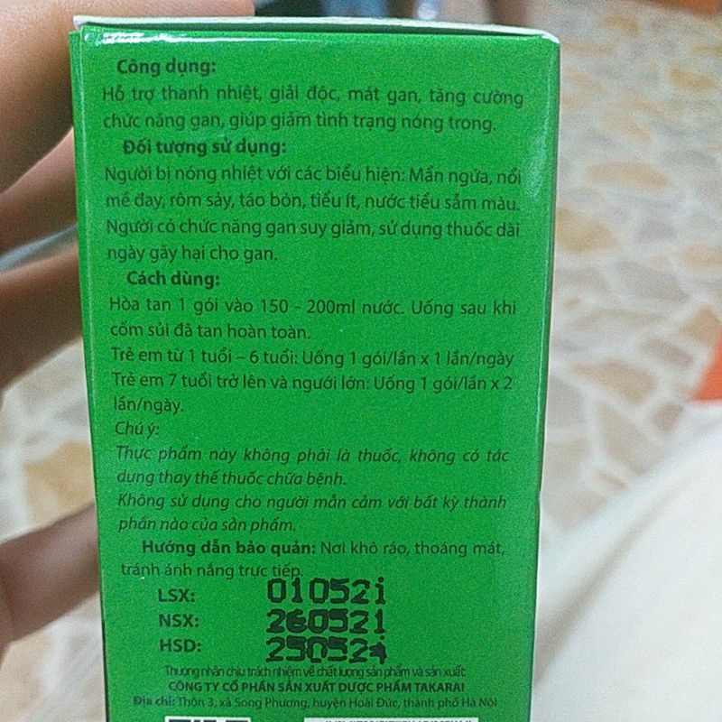 Cốm sủi thanh nhiệt mát gan Actiso TaKaCool