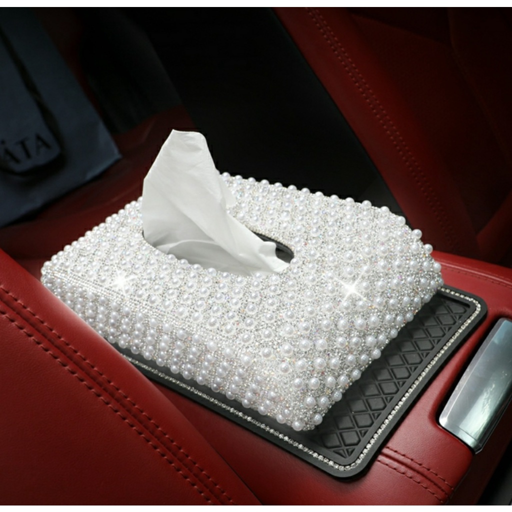 Hộp Khăn Giấy Để Taplo Xe Ô Tô Đính Đá Ngọc Hàng Cao Cấp