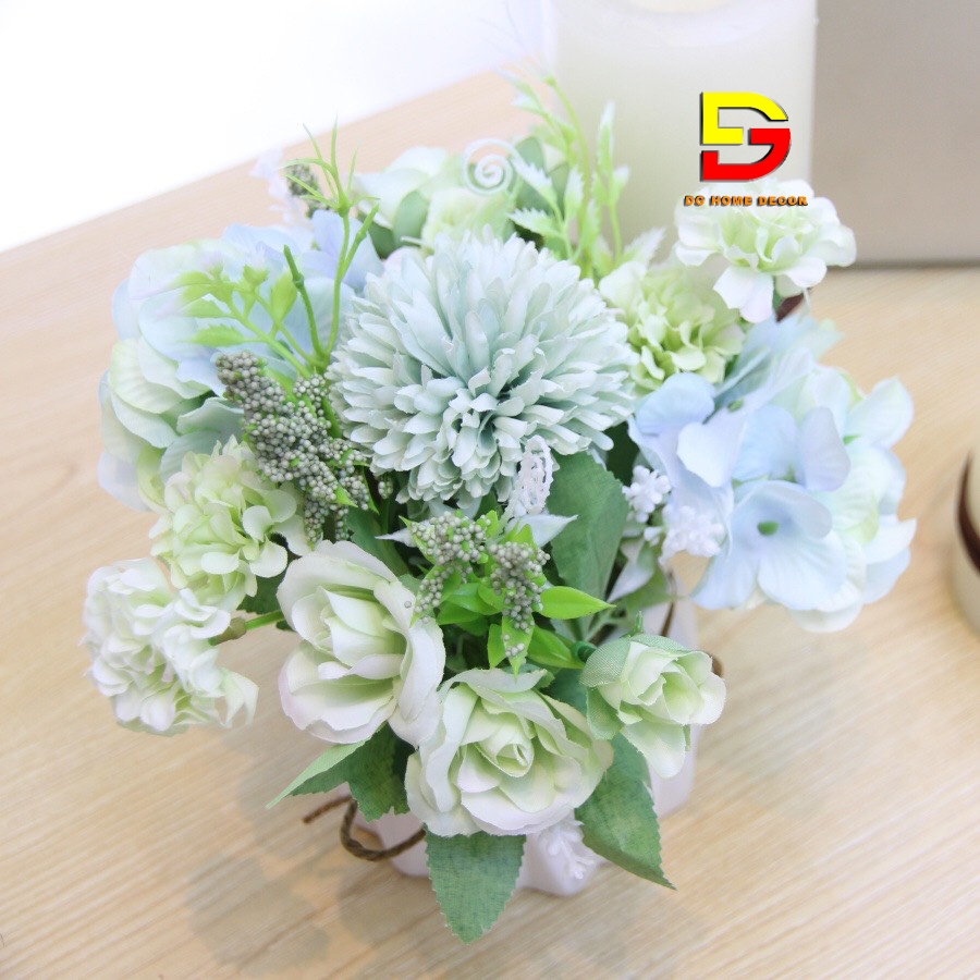 Hoa Giả, Chậu Hoa Cẩm Tú Cầu Mini Để Bàn Trang Trí Nhà Cửa, Làm Quà Tặng ý Nghĩa DG-32