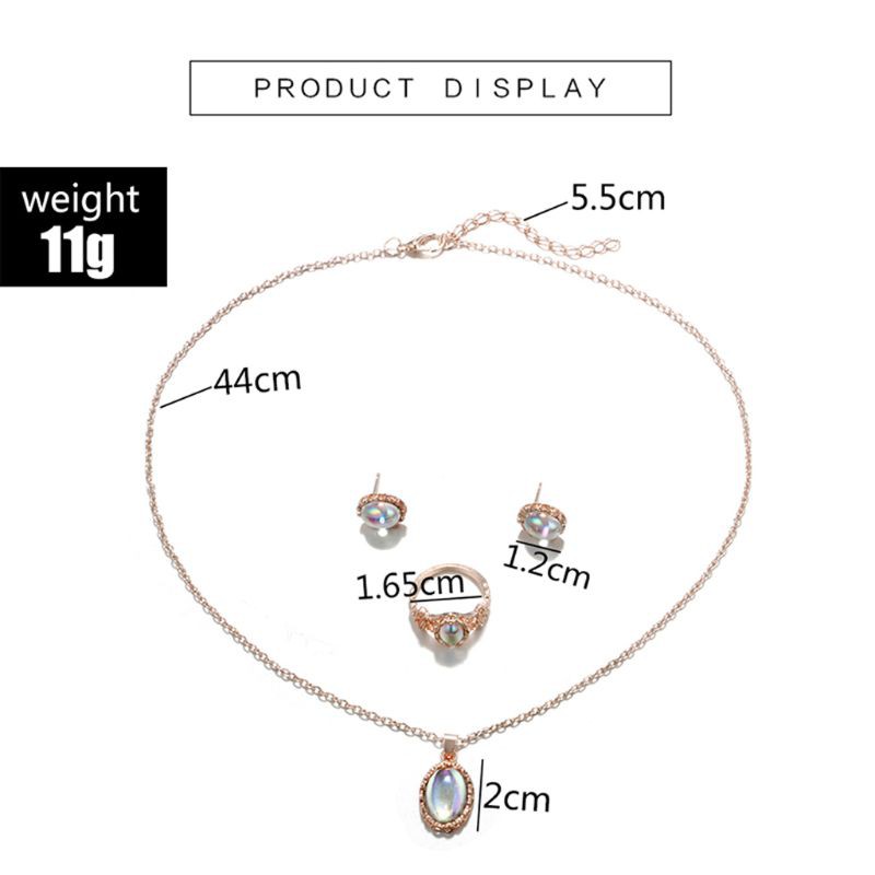 Set dây chuyền và bông tai đính đá thạch anh tím hình trái lê