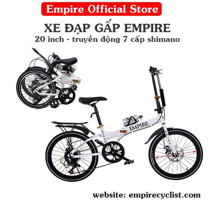Xe Đạp Gấp Empire - Xe đạp gấp gọn thể thao, 20inch, truyền động 7 cấp shimano E-1000