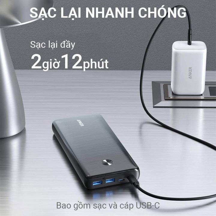 [Mã 159ELSALE hoàn 7% đơn 300K] Sạc dự phòng ANKER PowerCore III Elite 25600 sạc nhanh PD 60W Mabook - Mã A1290