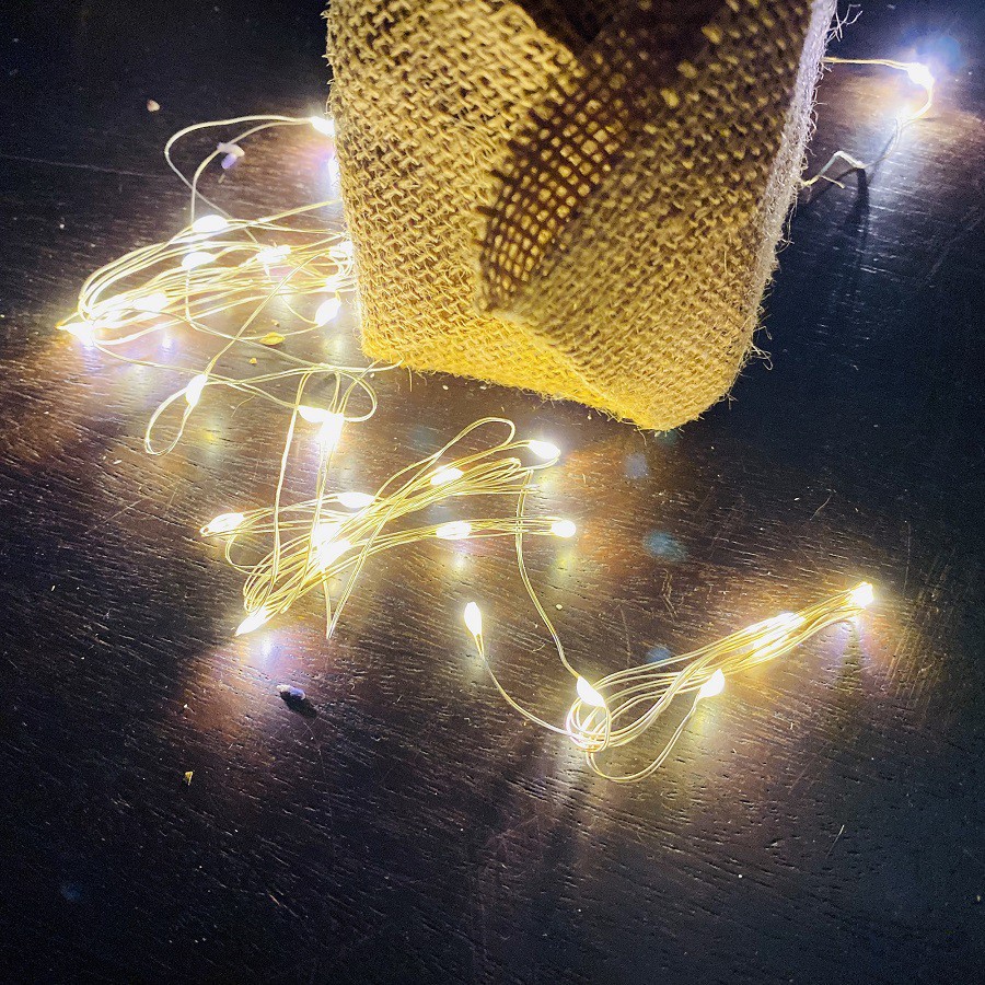 (Tặng Kèm Pin AA) Dây Đèn Led Trang Trí Đom Đóm 3 Mét 30 Bóng Mini Chipsbling Fairy Light, Màu Vàng Nắng Không Chớp