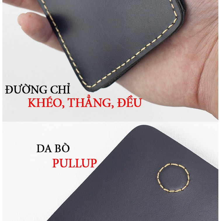 Ví nam mini-ví sen 3 PLUS Bụi Leather V123 da bò Pullup