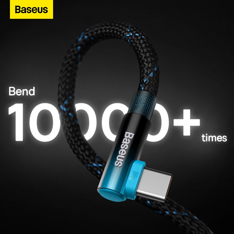 Cáp Sạc Nhanh Baseus USB Type C 100W PD 90 Độ C Sang QC4.0 5A Cho Samsung S20 Macbook