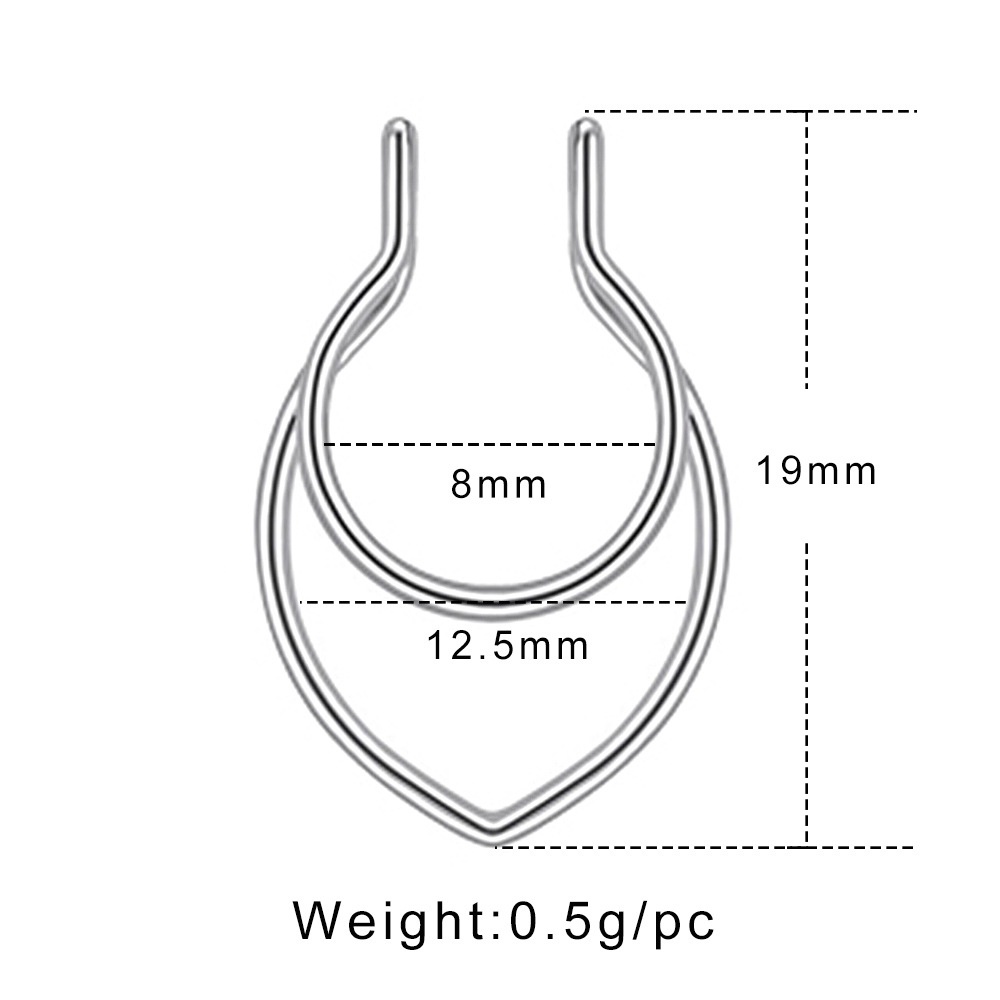 Khuyên Mũi Kẹp Khuyên Mũi Septum 2 Lớp Không Cần Xỏ Thép Titan Không Gỉ