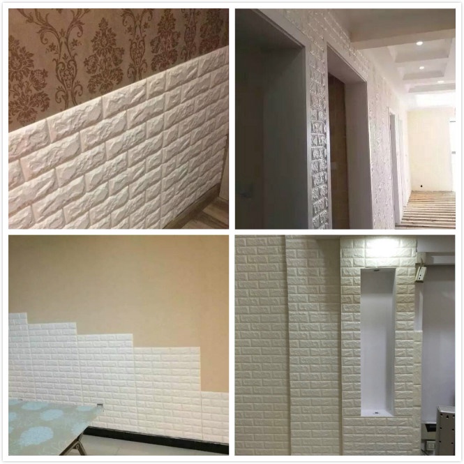 Giấy Dán Tường Họa Tiết Gạch 3D Chống Thấm Nước Trang Trí Phòng Khách