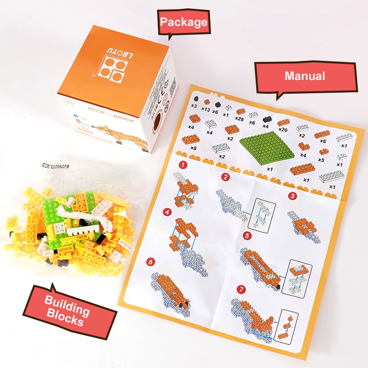 Đồ chơi lắp ráp nano BP MART hình rùa/hươu cao cổ/cáo/ngựa tự ráp thủ công dành cho bé