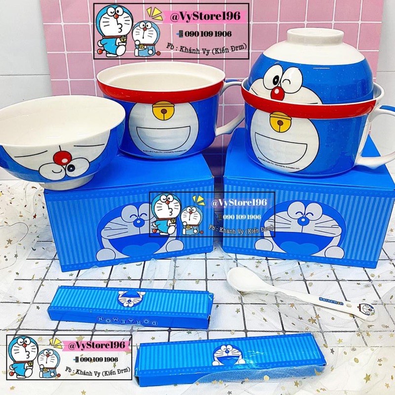 SET THỐ + BÁT SỨ ĐOREMON CAO CẤP HÀNG STORE CHUẨN ĐÔRAEMON