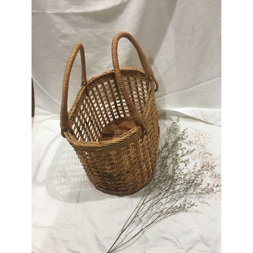 Túi mây vintage đi biển Hội An size M - Hình oval