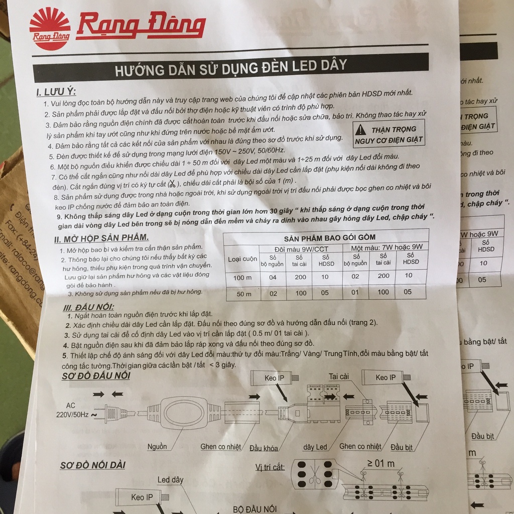 Đèn LED dây Rạng Đông, IP65- Bảo hành chinh hãng