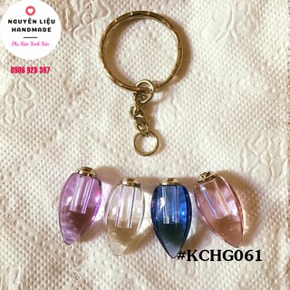 Móc khóa khắc chữ hạt gạo hình bầu dục trơn