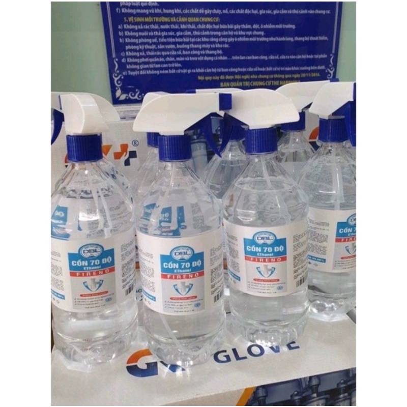 Cồn 70 độ sát khuẩn dạng chai xịt 1 lít Dược Bạc Liêu