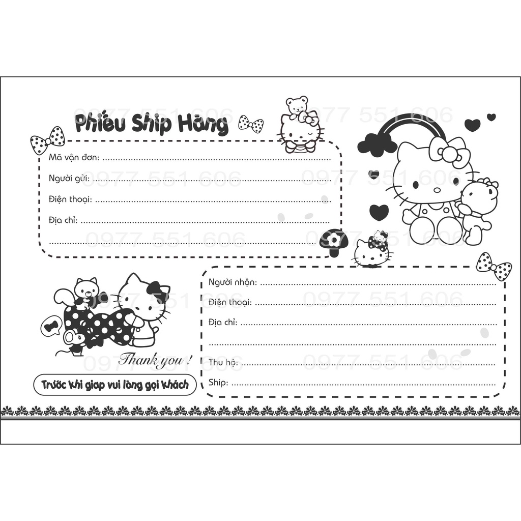 phiếu ship hàng - kích thước a5 - 50 tờ