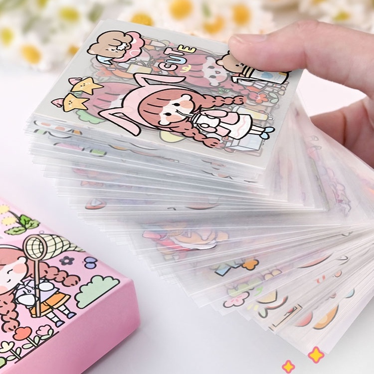 Nhãn Dán Trang Trí Sổ Tay Chống Thấm Nước Không Cắt Hình Hoạt Hình Dễ Thương Kích Thước Nhỏ