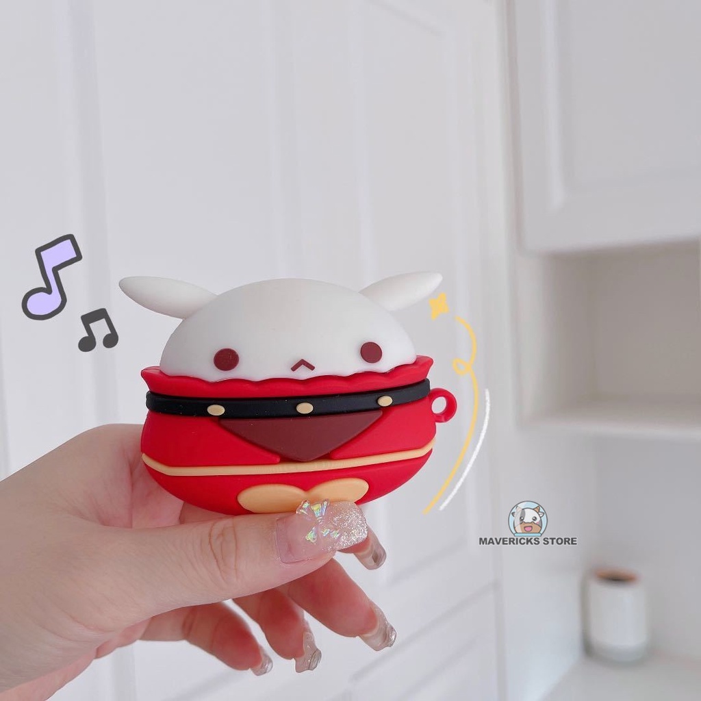 Vỏ bảo vệ hộp sạc tai nghe không dây chủ đề Genshin Impact nhân vật Klee/ Ganyu/ Keqing/ Bomb Dango cho Airpods pro