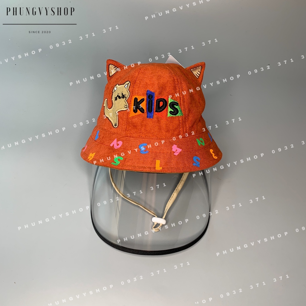 (Bé dưới 18 tháng/ Vòng đầu 48cm) Mũ CHỐNG GIỌT BẮN cho bé trai bé gái - NHUNG MÈO KID SỐ MÀU-Nón cản bụi