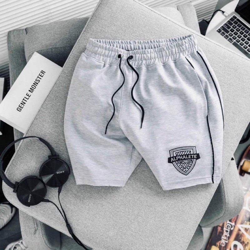 Quần Đùi Gym Alphalete Thun Da cá Logo Thêu Xịn, Chạy Bộ TẬP Gym Fitness Thể Thao Đều Đẹp