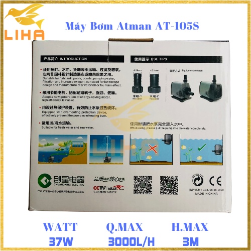 Máy Bơm Atman AT 101S | 102S | 103S | 104S | AT105S - Máy Bơm Êm Ái Tiết Kiệm Điện Cho Bể Cá Cảnh, Thuỷ Sinh