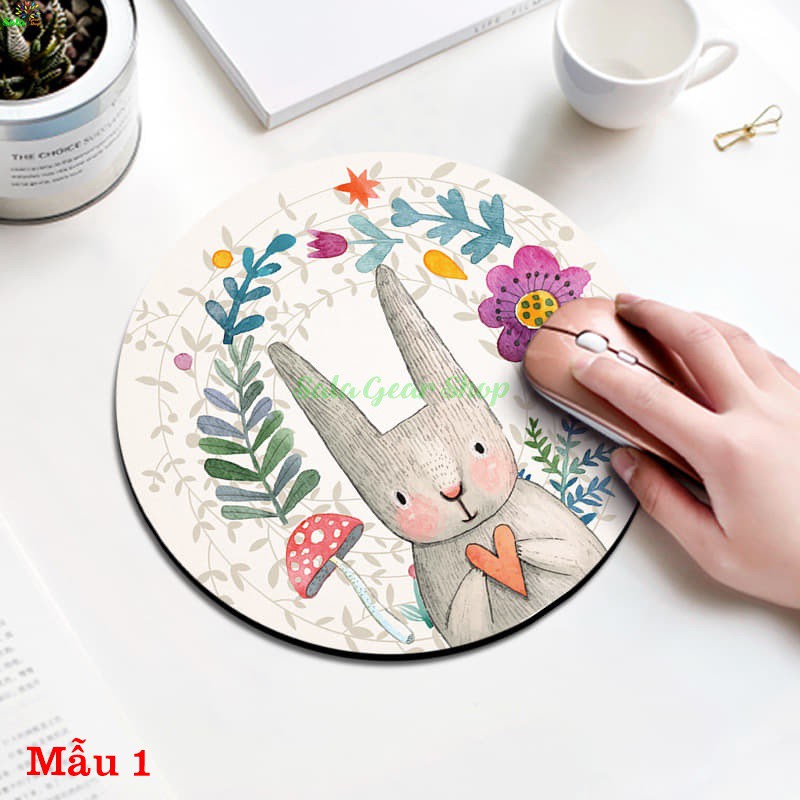 Miếng lót chuột in logo nhiều mẫu size 220x220x3mm, Kiểu lót chuột hình tròn