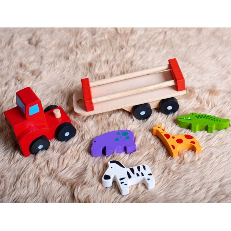 đồ chơi gỗ an toàn xuất khẩu Châu Âu - xe ô tô chở thú