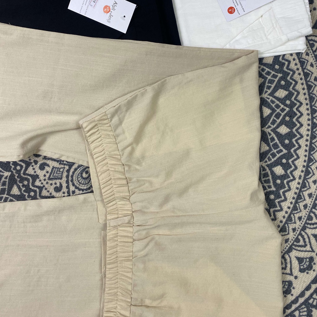 Quần đũi dài nữ ALILY dáng ống rộng cạp chun phía sau chất vải siêu mát 1 khuy QD36