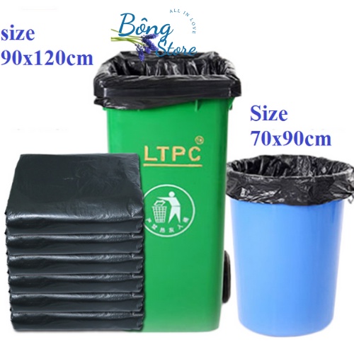 1kg Túi bọc rác Công Nghiệp PE bóng BONGSTORE, Bao đựng rác thải cuộn màu đen