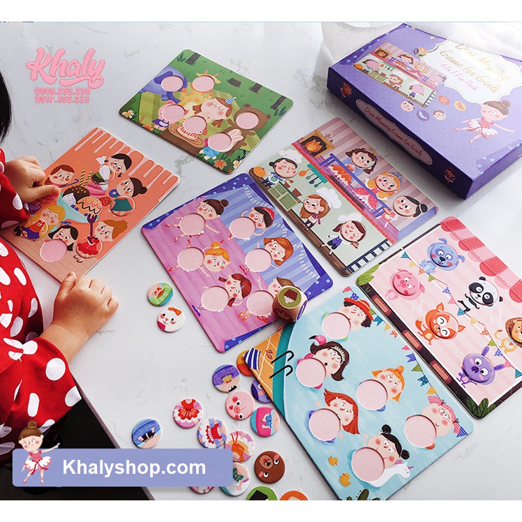 Đồ chơi bộ xúc xắc ghép hình mảnh gương mặt baby cute 6 in 1 nhiều chủ đề Pinwheel Dice Memory Game cho bé gái 90NPW0216