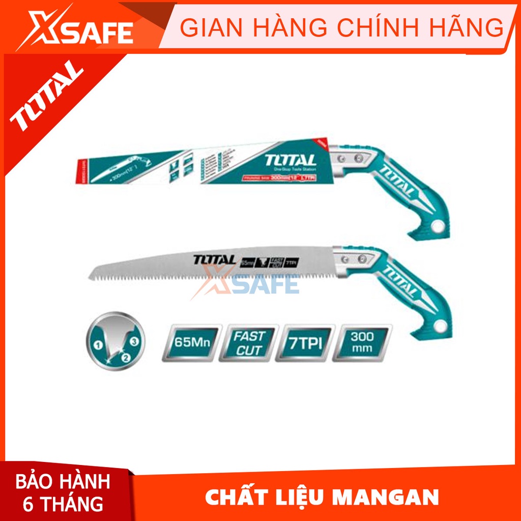 Cưa tỉa cành cầm tay lưỡi thẳng TOTAL THT51130026 12inch cưa gỗ chuyên dụng siêu sắc bén, lưỡi cưa mangan SK5 chống cong