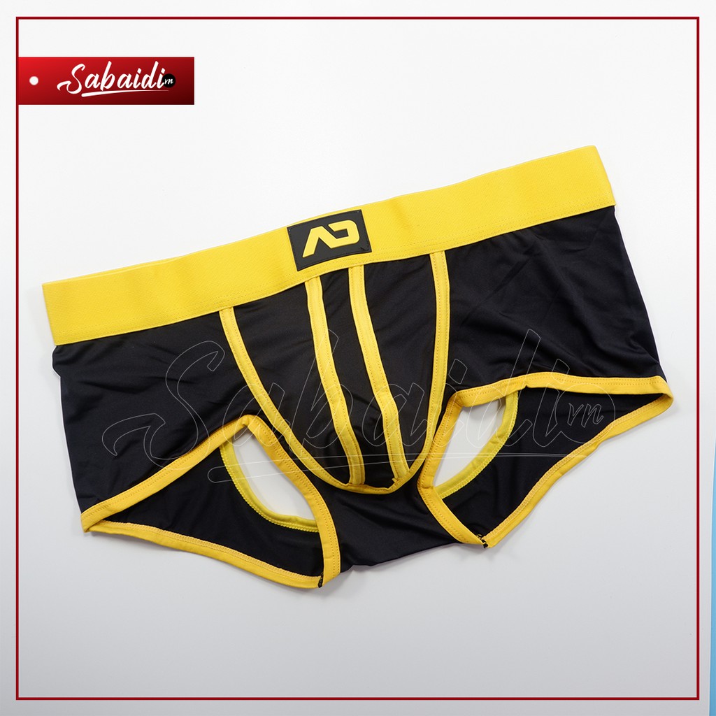 Quần Boxer Addicted đen phối vàng hở mông