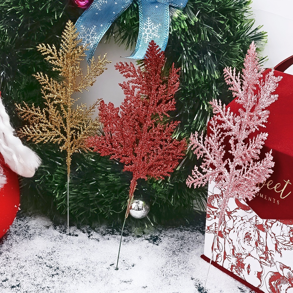Set 5 Nhánh Cây Thông Giả Lấp Lánh Trang Trí Giáng Sinh DIY