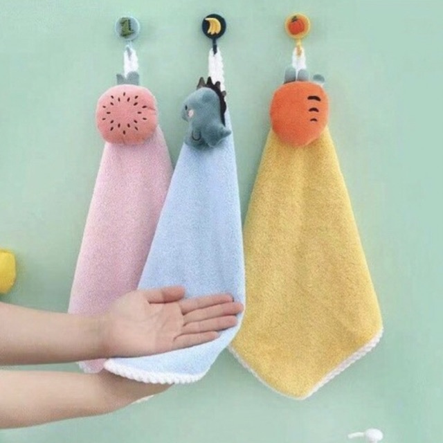 Khăn lau tay nhà bếp, phòng tắm treo tường thấm hút nhanh hình thú dễ thương có kèm móc treo tiện dụng - TiNa’s House