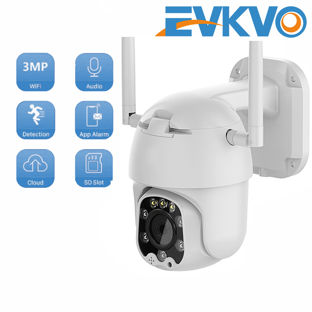 EVKVO - Tầm nhìn ban đêm đầy đủ màu sắc - 4X Digital Zoom - FREE Power Adapter - Cameye APP Rotate Outdoor Wireless FHD 3MP WIFI PTZ IP Camera CCTV Speed Dome