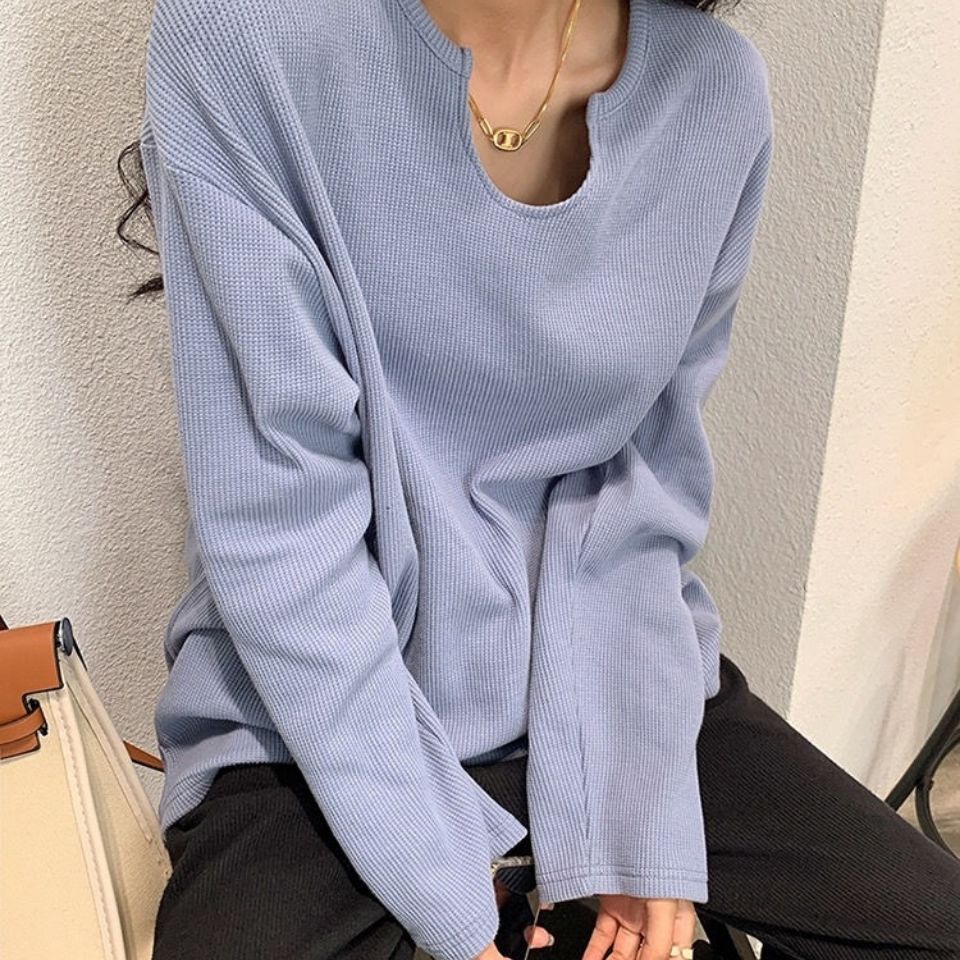 Áo thun nữ dài tay cổ tròn thời trang Hàn