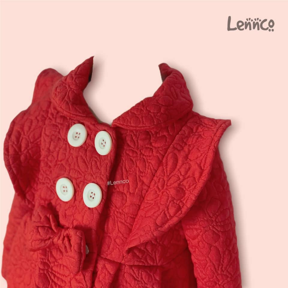 áo dạ đỏ lennco hoa nổi 2 lớp siêu ấm áp