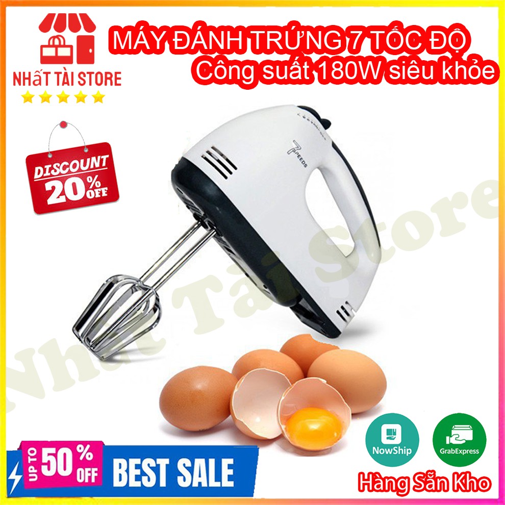 [Mã ELFLASH5 giảm 20K đơn 50K] Máy Đánh Trứng Cầm Tay 7 Tốc Độ Công Suất 180W - Lỗi 1 Đổi 1 SIÊU HOT